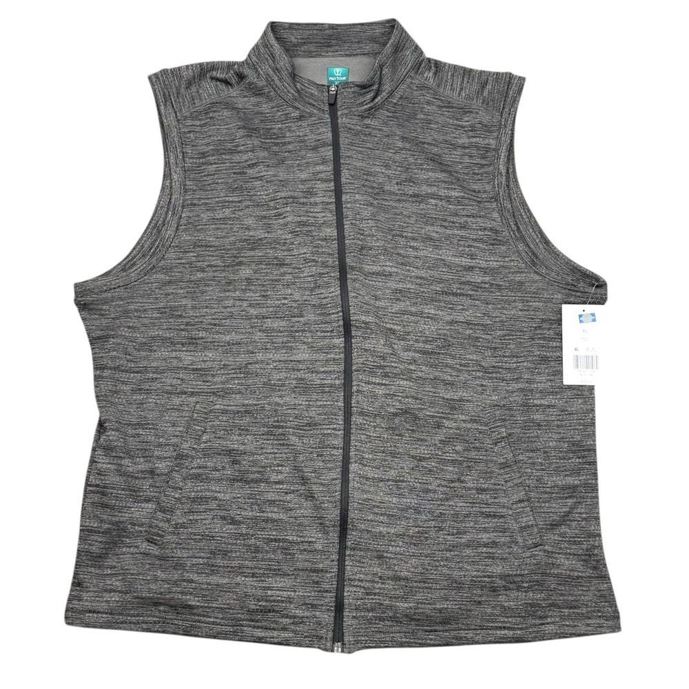 NEW PRO TOUR Cool Play Golf Vest - Full Zip with Pockets - Gray - Mens X-Large